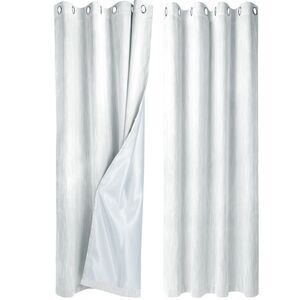 2 Panels Linen Look Blackout Curtains Gommet Top 52"W x 95"L Light Gray